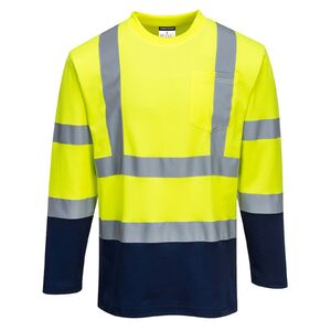 PORTWEST HI-VIS COTTON S280 / F&eacute;nyvisszaverő funkcion&aacute;lis hossz&uacute; ujj&uacute; p&oacute;l&oacute; - HV s&aacute;rga/s&ouml;t&eacute;tk&eacute;k L