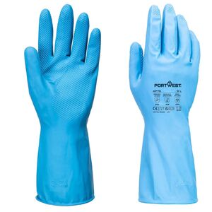 PORTWEST CHEMICAL B AP76 / &Eacute;lelmiszeripari minős&eacute;gű latex kesztyűk pamut b&eacute;l&eacute;ssel, 12 db/csomag L