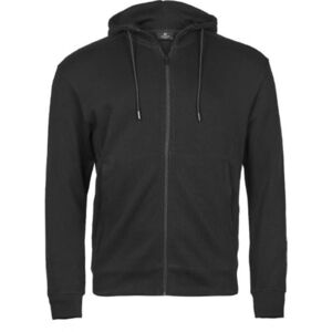 TEE JAYS TJ5508 INTERLOCK / F&eacute;rfi bord&aacute;zott cipz&aacute;ras kapucnis pul&oacute;ver - fekete S