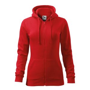 MALFINI TRENDY ZIPPER 411 / Női hossz&uacute; kengurudzseki kapucnival - piros L